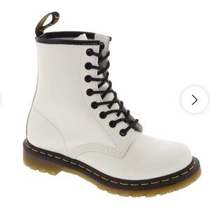 Dr.Martins White Lace-Up Boots with Black Accents sz7